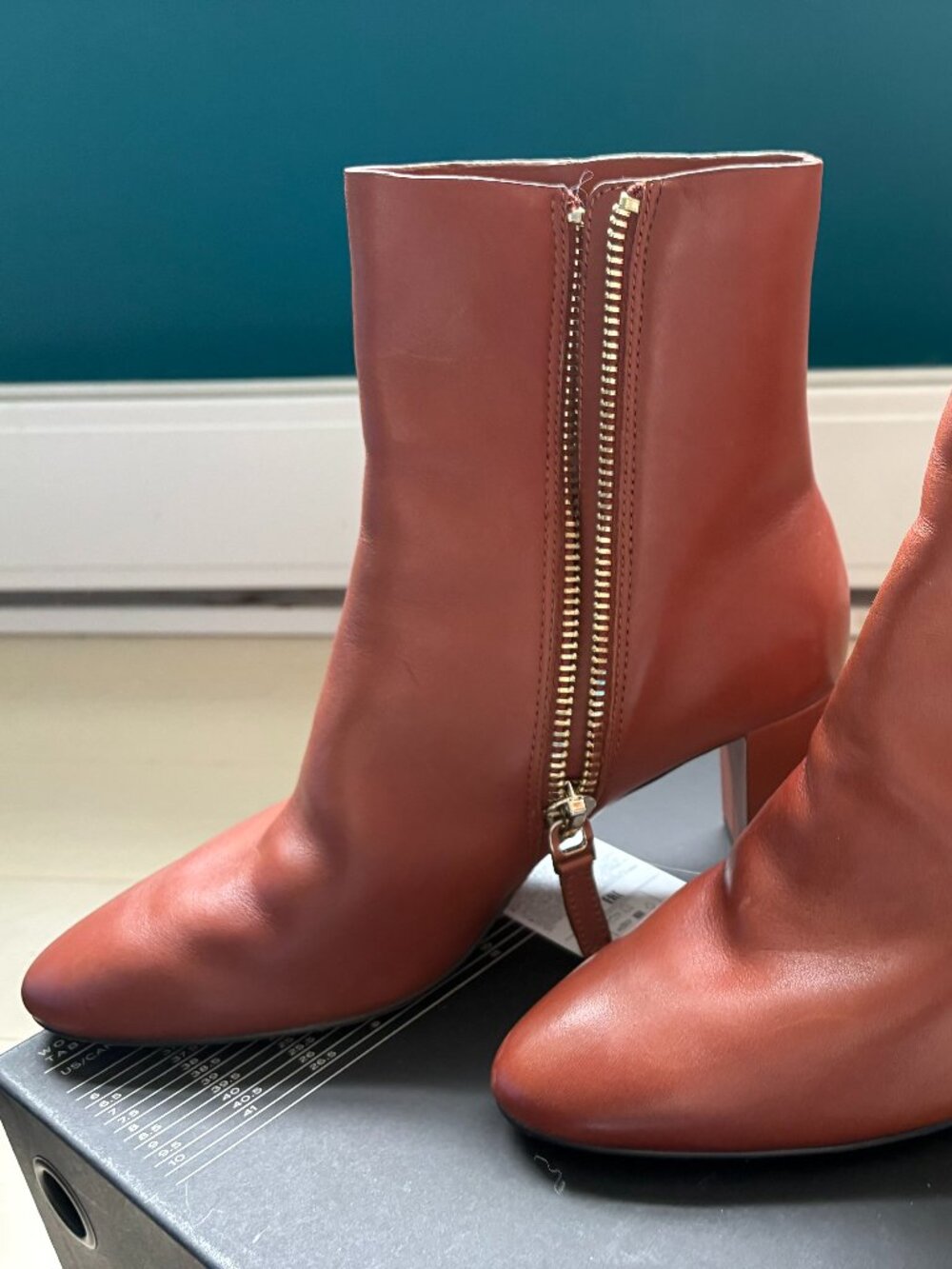 Banana Republic Cognac Leather Tall Heel Ankle Boots
